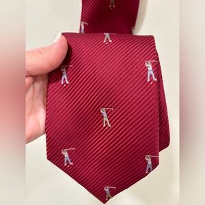 Mens Golfers Golf Neck Tie Tango Red Blue Diagonal Stripes 100% Silk